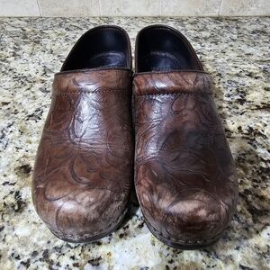 Used Womens Dansko XP 2.0 Brown Leather Clogs EU Sz 39 US 8.5 - 9 Nursing